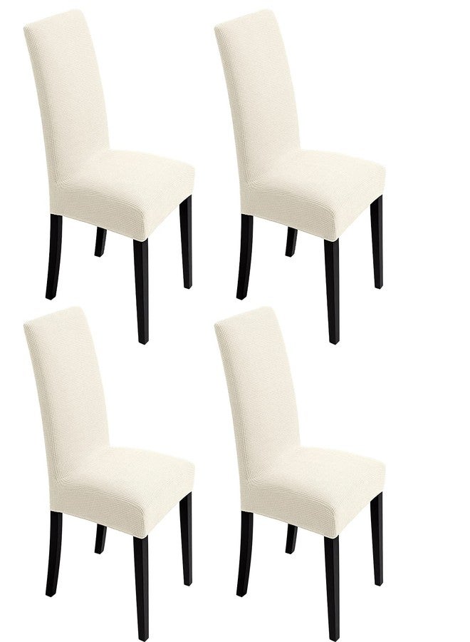 Artrello Chair Covers for Dining Room - Stretch Chair Slipcovers for Decorative Seat Protector Armless Removable Washable Elastic Dinner Universal Spandex Solid Chair Slip Covers Set (Cream,4) - Image 1